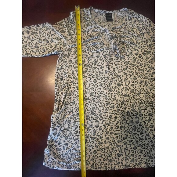 Catalina Womens Leopard Print Long Sleeve Tunic Top Sz 1X/16W Drawstring Pockets - Picture 9 of 9